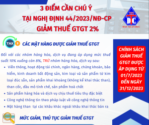 3 điểm cần chú ý về giảm thuế GTGT 2% tại Nghị định 44/2023/NĐ-CP