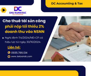 Cho thuê tài sản công phải nộp tối thiểu 2% doanh thu