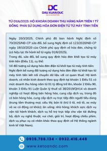 Từ 01/6/2025: Hộ khoán doanh thu hàng năm trên 1 tỷ đồng phải sử dụng hóa đơn điện tử từ máy tính tiền
