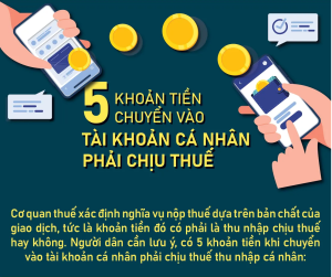 5 KHOẢN TIỀN CHUYỂN VÀO TK CÁ NHÂN PHẢI CHỊU THUẾ